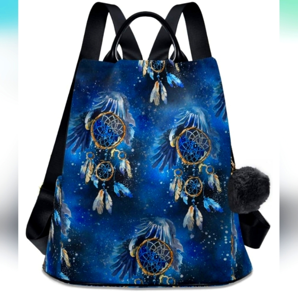 ALAZA Dream Catcher Feather Blue Dreamcatcher Backpack/Purse Anti Theft